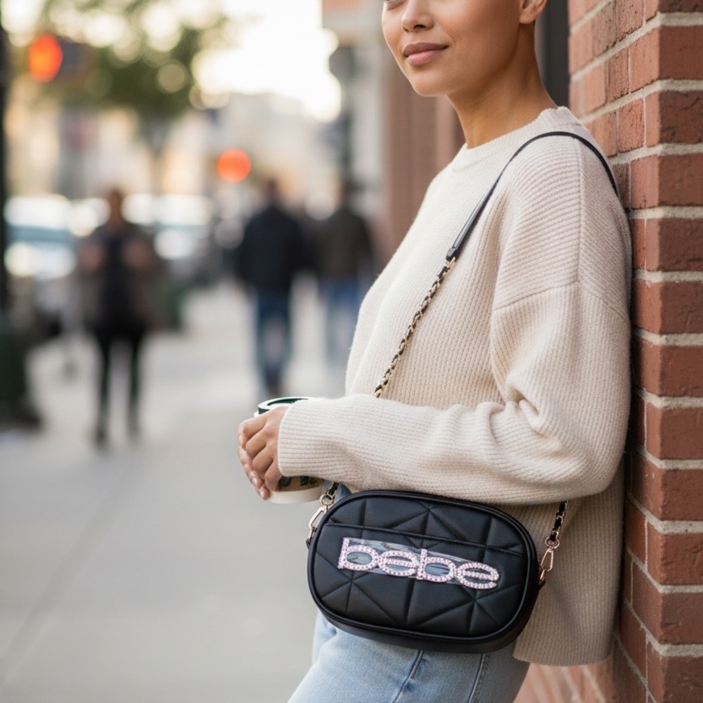 NWT Bebe Black Quilted Crossbody Bag